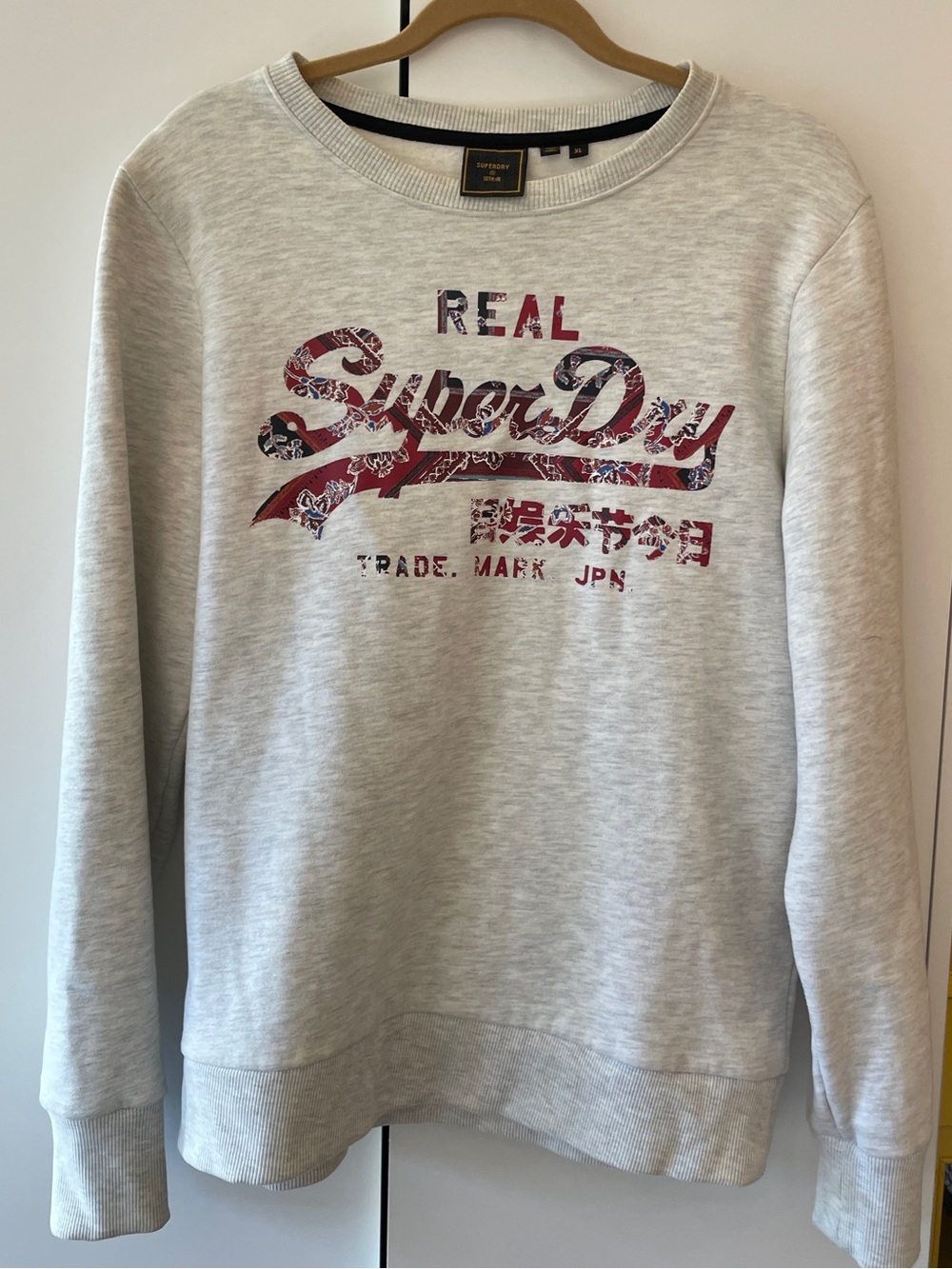 XL Superdry Logo Sweatshirt Marled Light Gray